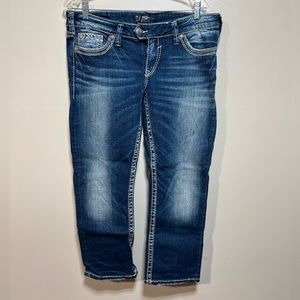 Women silver capri jeans size 32